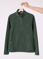 Sugarloaf Fleece in Pine Green on a hanger