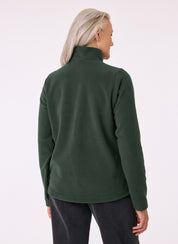 Older woman wearing the Sugarloaf Fleece in Pine Green